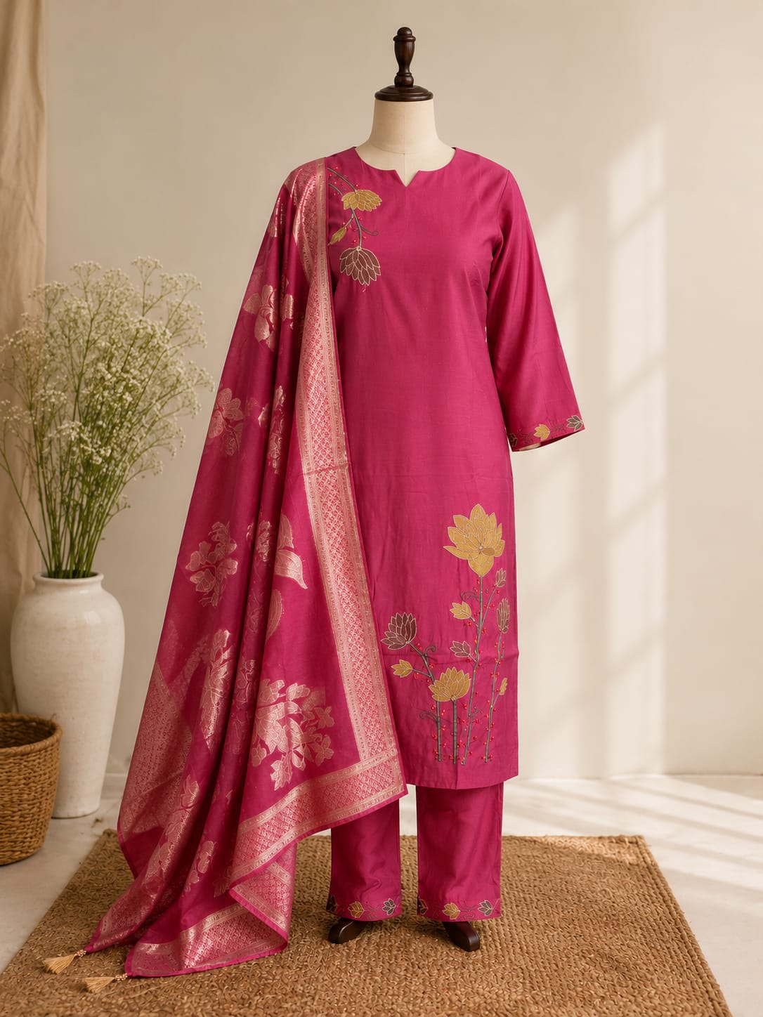 Premium Cotton Kurtha Peach